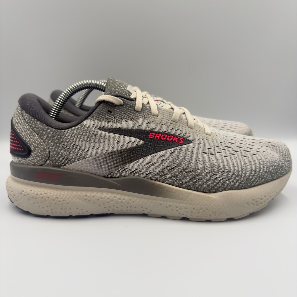 Brooks Ghost 16 Men's Size 10 Running Shoes Athletic Sneakers Grey Tan Pink